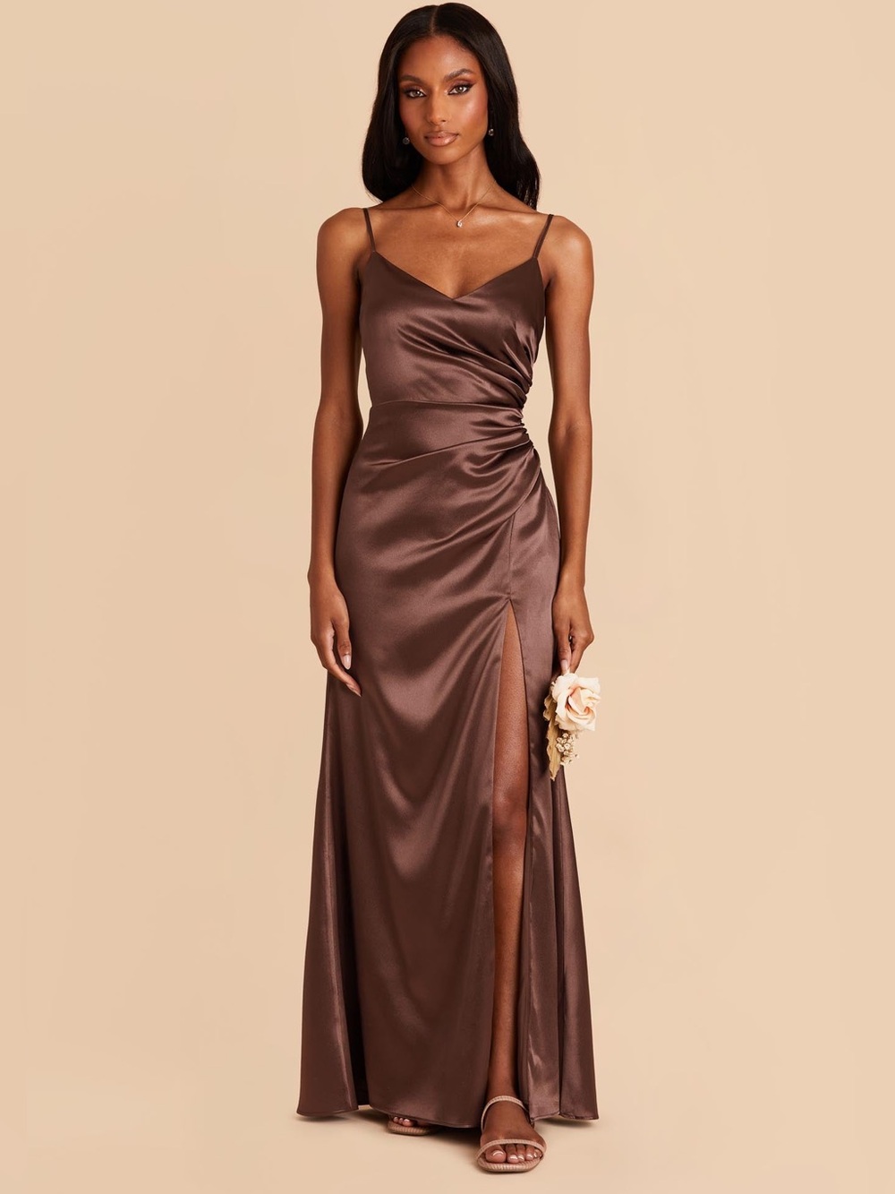 Birdy grey Catherine Dress Shiny Satin Chocolate Brown size S